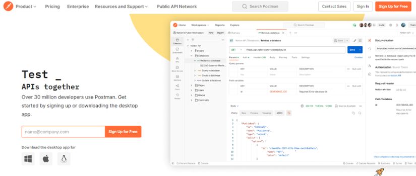 Postman's website