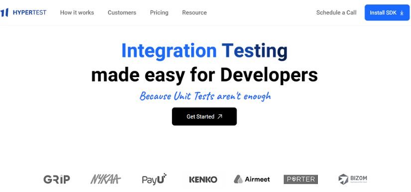 Hypertest's website